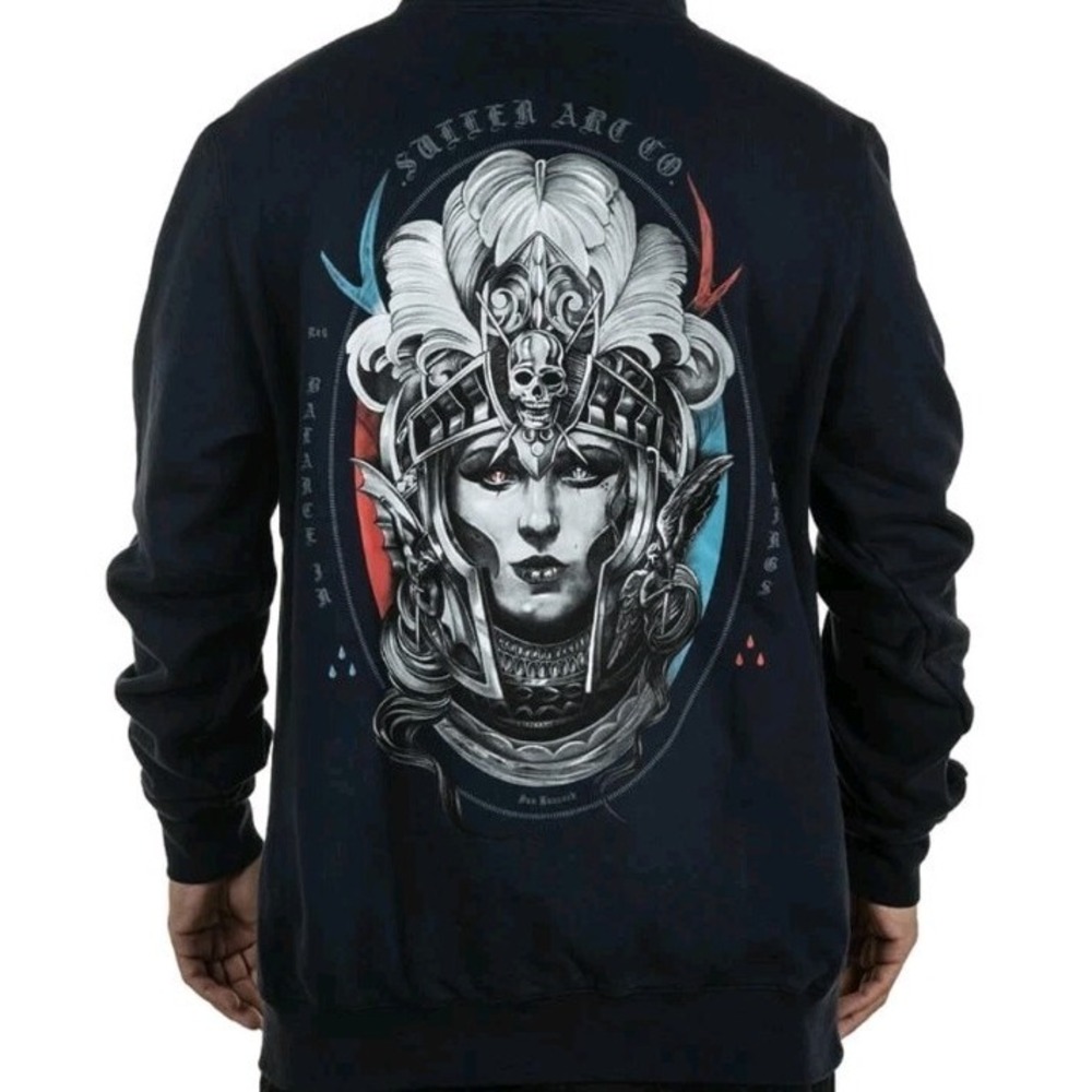 NWT Sullen Art Balance Men Hoodie Pullover Long Sleeve Black Lrg Graphic Design